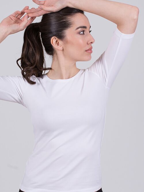 Women's T-Shirt White Organic Cotton Round Neck 1/2 Sleeve - ATLANTA