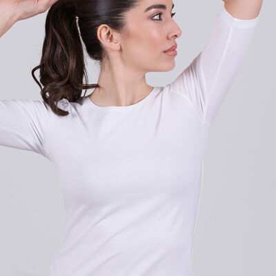 Women's T-Shirt White Organic Cotton Round Neck 1/2 Sleeve - ATLANTA