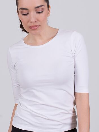 T-Shirt Femme Blanc Coton Bio Col Rond Manche 1/2 - ATLANTA 3