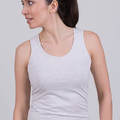 Camiseta de tirantes de mujer de algodón gris melange con cuello redondo - LAS VEGAS