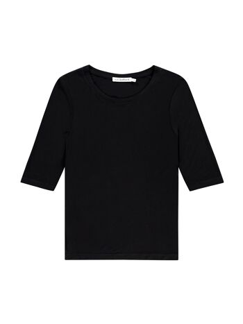 T-shirt femme noir viscose col rond manche 1/2 - CHICAGO 2