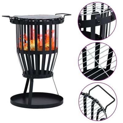 Homestoreking Outdoor fire pit with barbecue grill 47.5 cm pcs