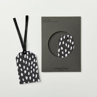 White Dash Gift Tag - Black Ribbon (10)