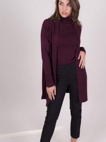 Cardigan femme bordeaux viscose manches longues - Rio 4