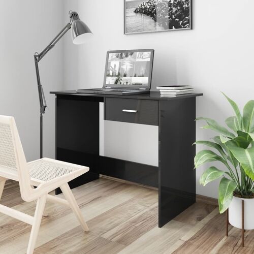 Homestoreking Bureau 100x50x76 cm spaanplaat hoogglans zwart 2