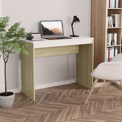 Homestoreking Desk 90x40x72 cm chipboard white and sonoma oak
