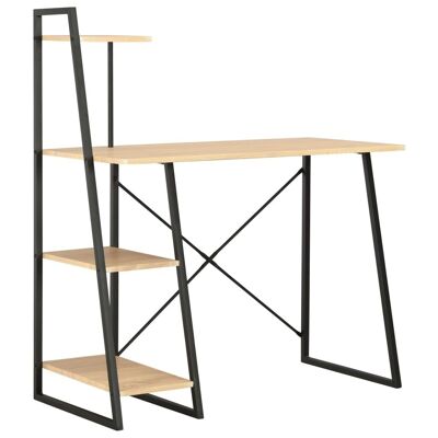 Homestoreking Bureau met schappen 102x50x117 cm zwart en eiken