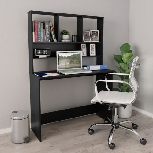 Homestoreking Bureau met schappen 110x45x157 cm spaanplaat zwa