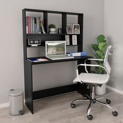 Homestoreking Schreibtisch mit Regalen 110x45x157 cm Spanplatte schwarz