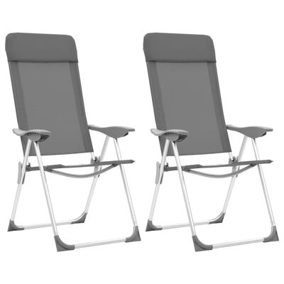 Homestoreking Camping chairs 2 pcs foldable aluminum gray
