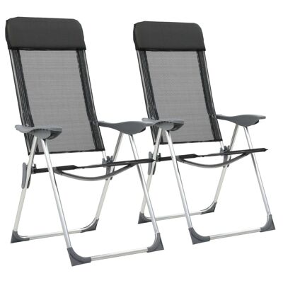Homestoreking Camping chairs foldable aluminum black 2 pcs