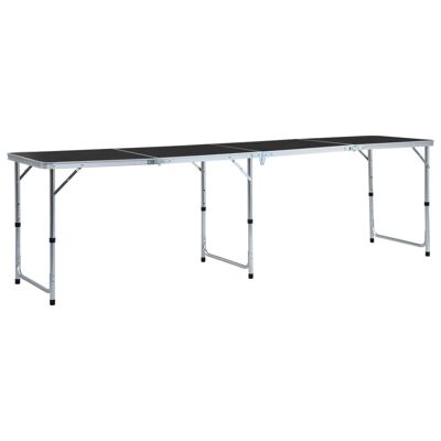 Homestoreking Camping table foldable 240x60 cm aluminum grey