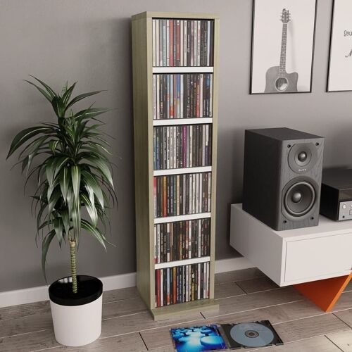 Homestoreking Cd-kast 21x20x88 cm spaanplaat wit en sonoma eik