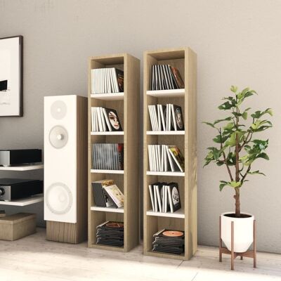 Homestoreking CD cabinets 2 pcs 21x16x93.5 chipboard white and sono