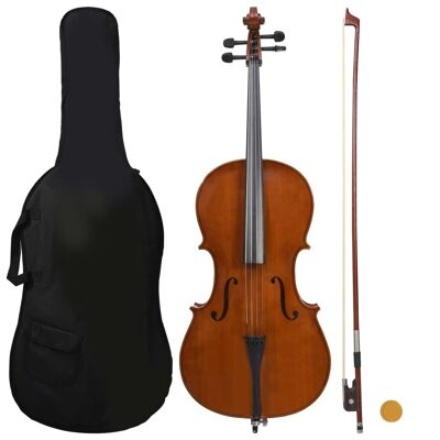 Homestoreking Set de violonchelo con funda y lazo para el pelo 4/4 oscuro