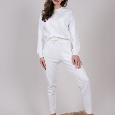 Pantaloni della tuta da donna in tencel bianco sporco - VALENCIA