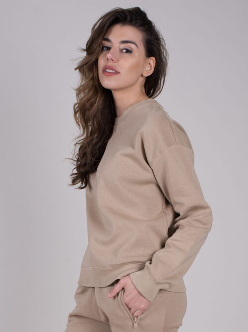 Women's sweater sand tencel long sleeve with round neck - FIRENZE