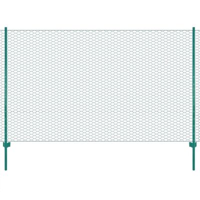 Homestoreking Wire mesh fence with posts 25x1.5 m steel green 1