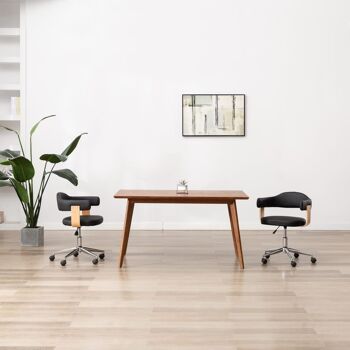 Homestoreking Chaise de salle à manger rotative en bois courbé et cuir artificiel 14