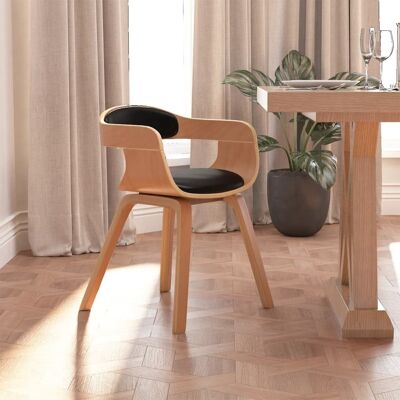 Homestoreking Silla de comedor cuero artificial y madera curvada negro 2