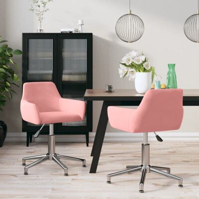 Homestoreking Dining room chairs 2 pcs swivel velvet pink 4