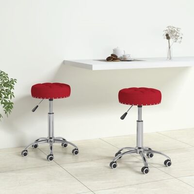 Homestoreking Sillas comedor 2 uds tela giratoria vino rojo 2