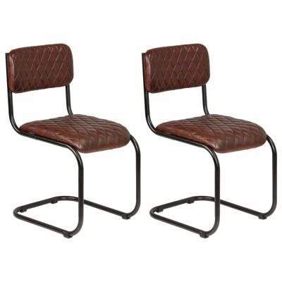 Homestoreking Dining room chairs 2 pcs genuine leather brown 1