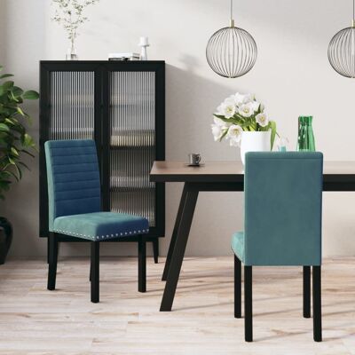 Homestoreking Dining room chairs 2 pcs velvet blue 1