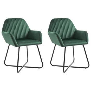 Homestoreking Chaises de salle à manger 2 pcs velours vert 3