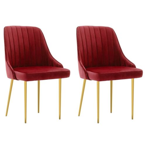 Homestoreking Eetkamerstoelen 2 st fluweel wijnrood 6