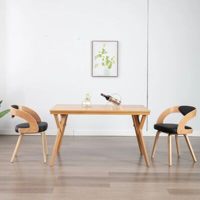 Homestoreking Esszimmerstühle 2 Stück gebogenes Holz und Kunstleder z 7