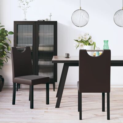 Homestoreking Dining room chairs 2 pcs artificial leather brown 3