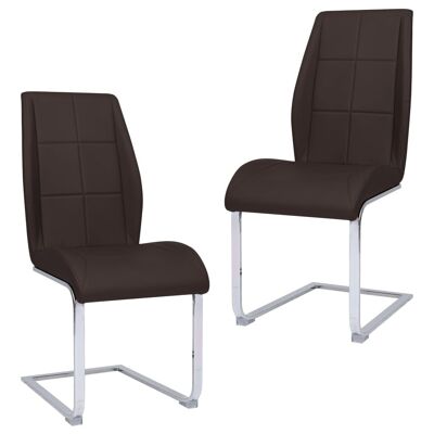 Homestoreking Sillas de comedor 2 uds cuero artificial marrón 11