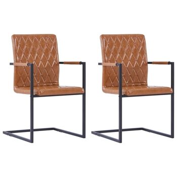 Homestoreking Chaises de salle à manger 2 pcs cuir artificiel couleur cognac 1