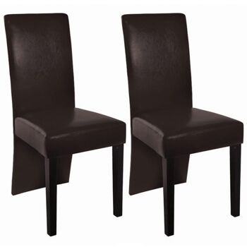 Homestoreking Chaises de salle à manger 2 pcs cuir artificiel brun foncé 3