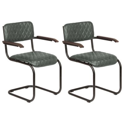 Homestoreking Dining room chairs 2 pcs with armrests genuine leather 2