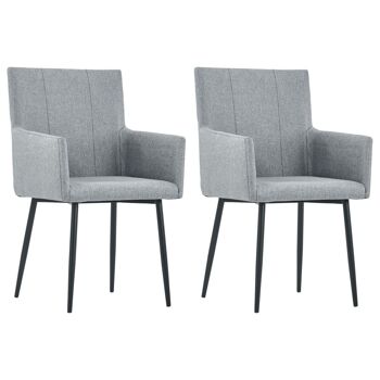 Homestoreking Chaises de salle à manger 2 pcs avec accoudoirs tissu clair 3