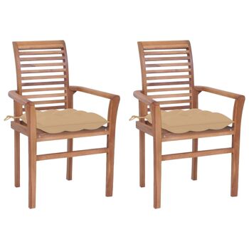 Homestoreking Chaises de salle à manger 2 pcs avec coussins beiges solides t 2