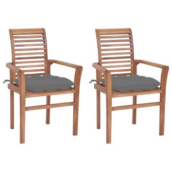 Homestoreking Chaises de salle à manger 2 pcs avec coussins gris solides 2