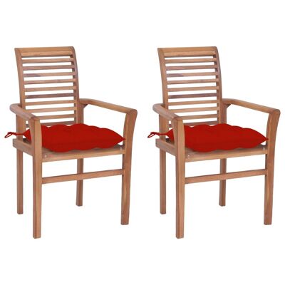 Homestoreking Dining room chairs 2 pcs with red cushions solid te 2