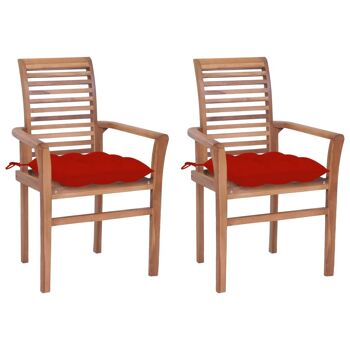 Homestoreking Chaises de salle à manger 2 pcs avec coussins rouges solide te 2