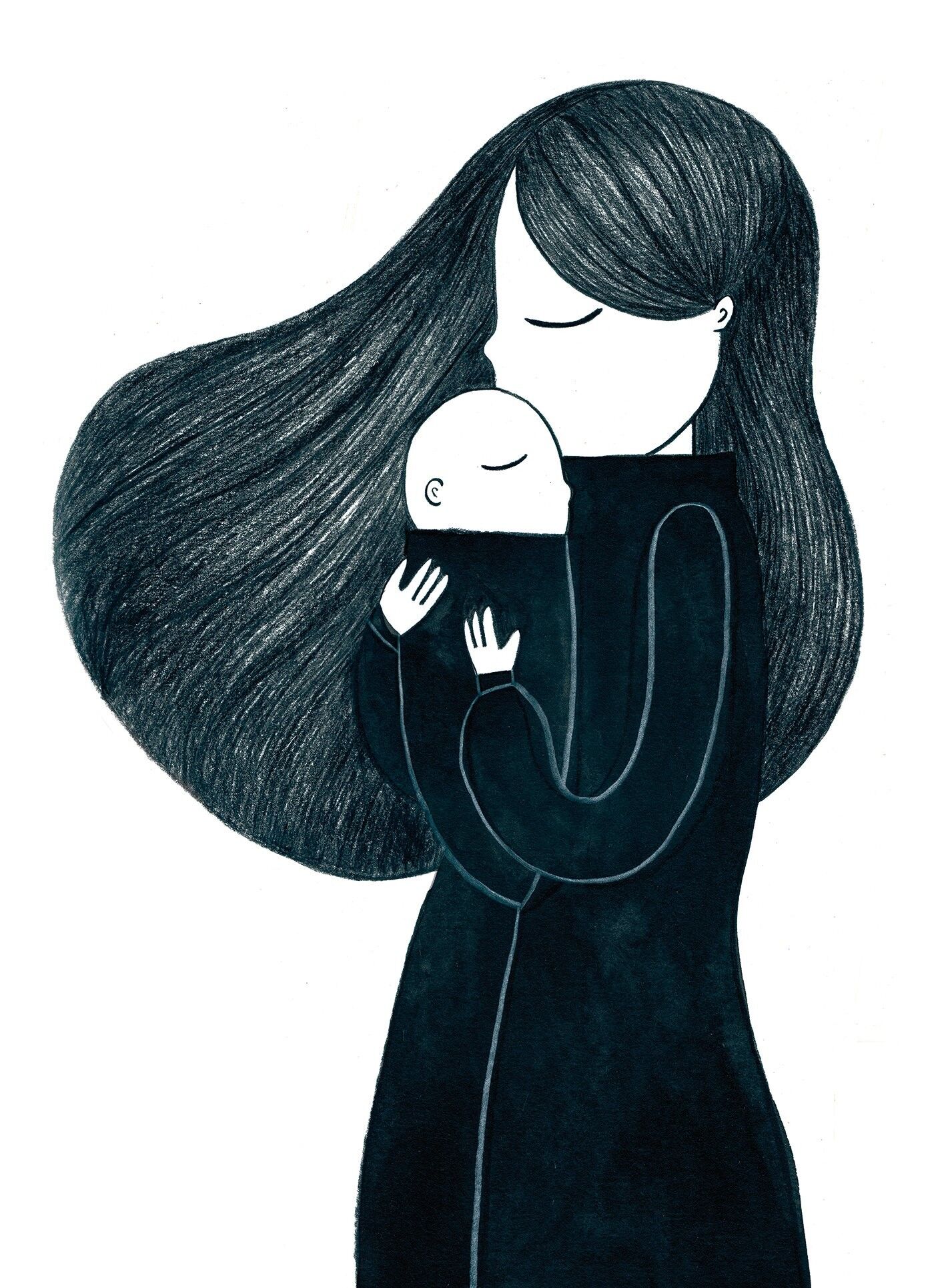 Mamá cargando al bebé - A3 - Imprimir