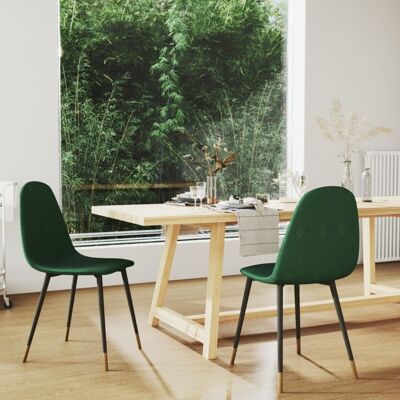 Homestoreking Dining room chairs 2 pcs fabric green 3