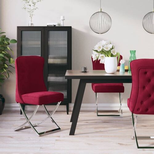 Homestoreking Eetkamerstoelen 4 st 53x52x98 cm fluweel staal w