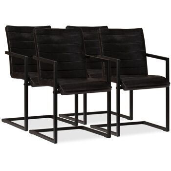 Homestoreking Chaises de salle à manger 4 pcs cuir véritable anthracite