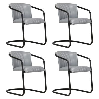 Homestoreking Dining room chairs 4 pcs genuine leather gray 2
