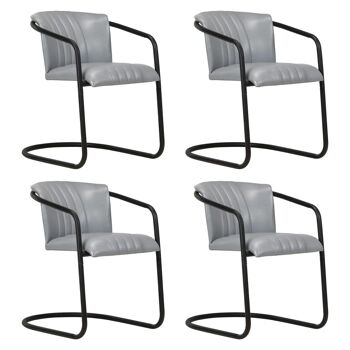 Homestoreking Chaises de salle à manger 4 pcs cuir véritable gris 2