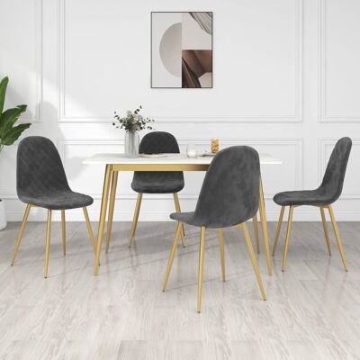 Homestoreking Dining room chairs 4 pcs velvet dark gray 12