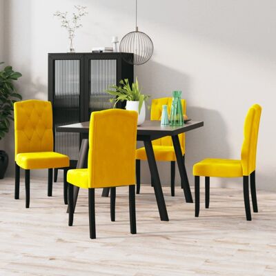 Homestoreking Dining room chairs 4 pcs velvet yellow 4