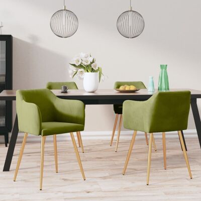 Homestoreking Chaises de salle à manger 4 pcs velours vert clair 11
